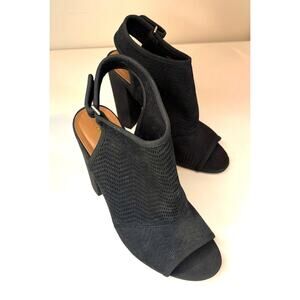 ALDO- Leather open-toed booties- black- Size 8